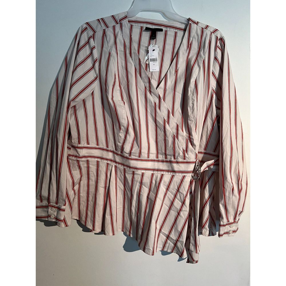 Lane Bryant Size 22‎ Blouse Striped Faux Wrap NWT
